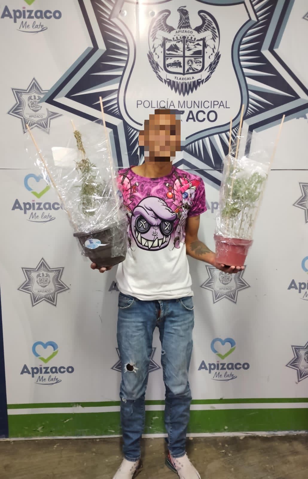 Por delitos contra la salud detiene Policía Municipal de Apizaco a un sujeto